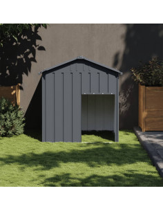 Casetta Cani con Tetto Antracite 117x103x123 cm Acciaio Zincato