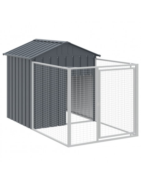 Casetta Cani con Tetto Antracite 117x1221x123cm Acciaio Zincato