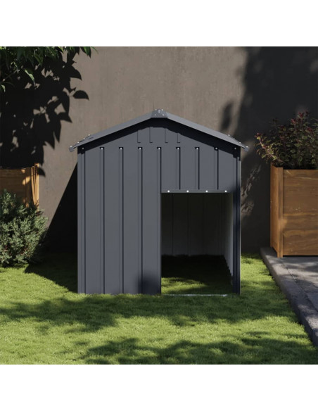 Casetta Cani con Tetto Antracite 117x153x123 cm Acciaio Zincato