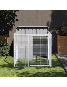 Casetta Cani Corsa Grigio Chiaro 110x201x110 cm Acciaio Zincato