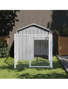 Casetta Cani Corsa Grigio Chiaro 117x201x123 cm Acciaio Zincato