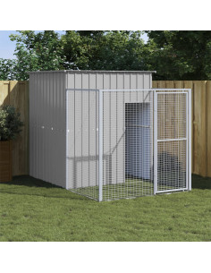 Casetta Cani Corsa Grigio Chiaro 165x251x181 cm Acciaio Zincato