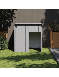 Casetta Cani Tetto Grigio Chiaro 110x103x109 cm Acciaio Zincato