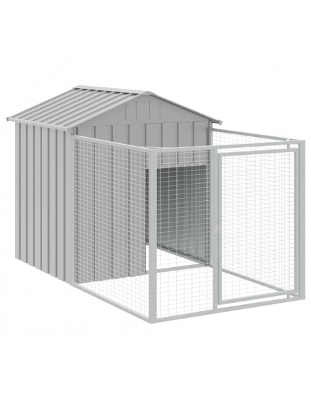 Casetta Cani Tetto Grigio Chiaro 117x1017x123cm Acciaio Zincato