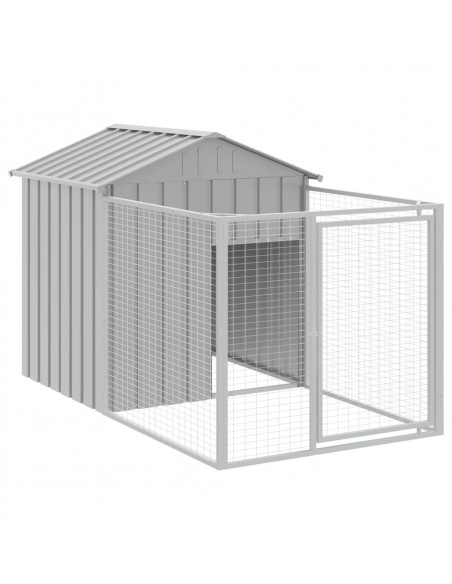 Casetta Cani Tetto Grigio Chiaro 117x1221x123cm Acciaio Zincato