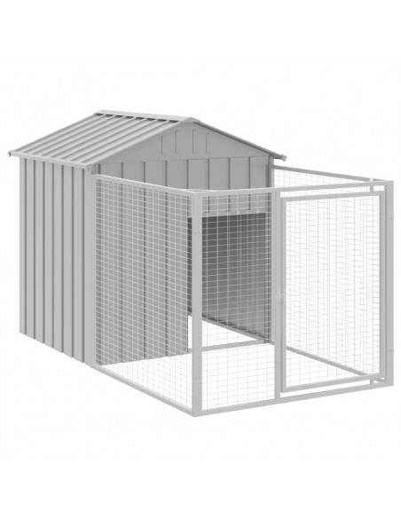 Casetta Cani Tetto Grigio Chiaro 117x405x123 cm Acciaio Zincato