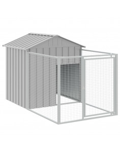 Casetta Cani Tetto Grigio Chiaro 117x813x123 cm Acciaio Zincato