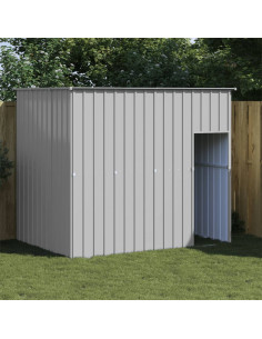 Casetta Cani Tetto Grigio Chiaro 214x153x181 cm Acciaio Zincato