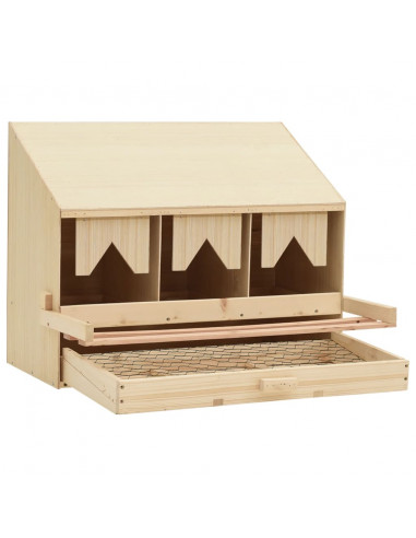 Casetta Cova per Galline 3 Scomparti 72x33x54 cm Legno di Pino