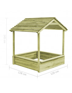 Casetta da Giardino con Sabbiera 128x120x145cm in Legno di Pino
