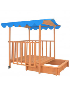 Casetta dei Giochi con Sabbiera in Legno di Abete Blu UV50