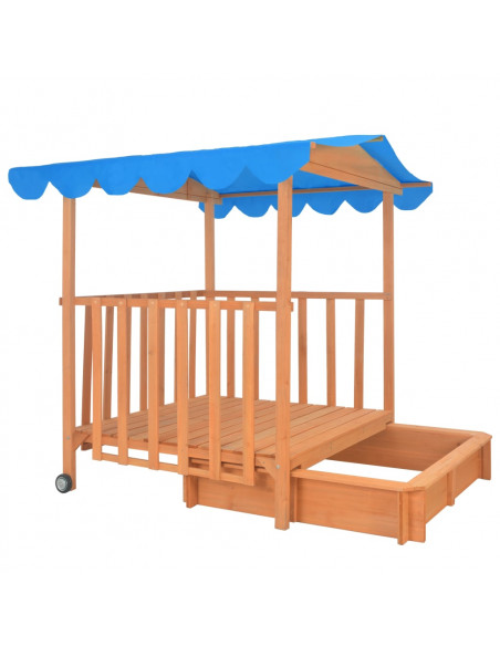 Casetta dei Giochi con Sabbiera in Legno di Abete Blu UV50