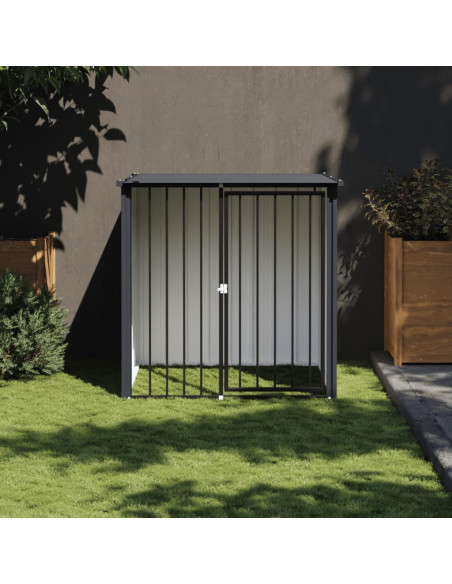 Casetta per Cani con Tetto Nero 110x103x109 cm Acciaio Zincato