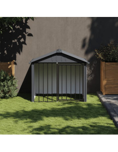 Casetta per Cani con Tetto Nero 117x103x102 cm Acciaio Zincato