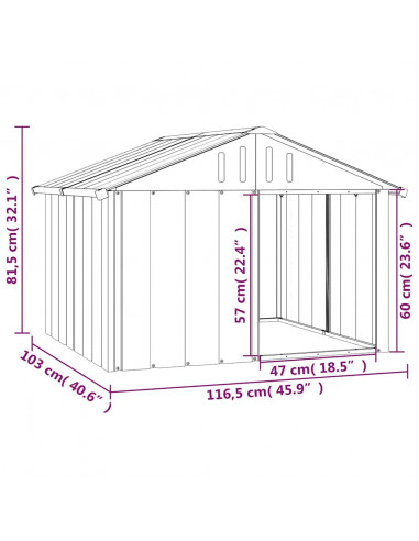 Casetta per Cani grigio 116,5x103x81,5 cm Acciaio Zincato