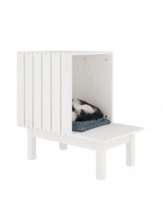 Casetta per Gatti Bianca 60x36x60 cm in Legno Massello di Pino