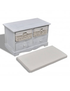 Cassapanca Bianca 62x33x42 cm in Legno di Paulownia