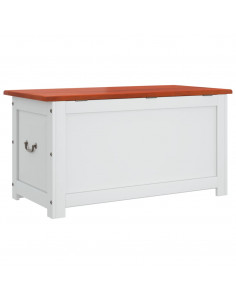 Cassapanca con Coperchio Marrone e Bianco Legno Massello Acacia