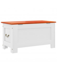 Cassapanca con Coperchio Marrone e Bianco Legno Massello Acacia