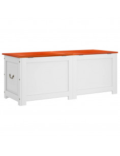 Cassapanca con Coperchio Marrone e Bianco Legno Massello Acacia