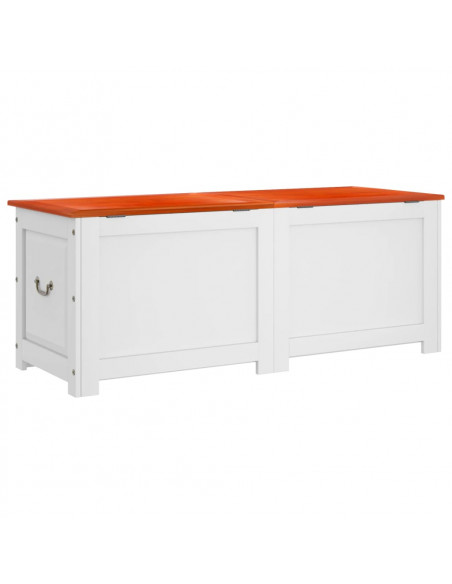 Cassapanca con Coperchio Marrone e Bianco Legno Massello Acacia