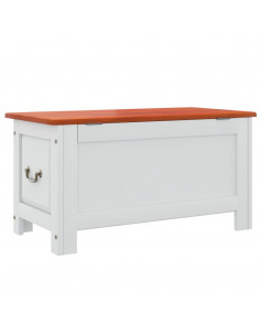 Cassapanca con Coperchio Marrone e Bianco Legno Massello Acacia