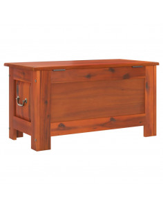 Cassapanca con Coperchio Marrone in Legno Massello di Acacia