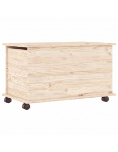 Cassapanca con Ruote ALTA 73x39,5x44 cm Legno Massello di Pino