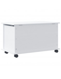 Cassapanca con Ruote ALTA Bianca 73x39,5x44 cm Massello di Pino