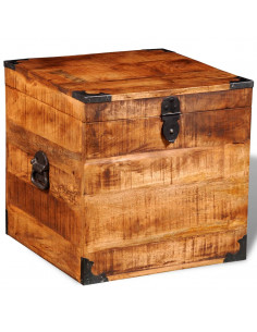 Cassapanca di Stoccaggio a Cubo in Legno Ruvido di Mango