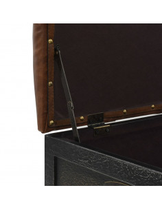 Cassapanca in Legno Massello di Abete e Similpelle 80,5x41x50cm