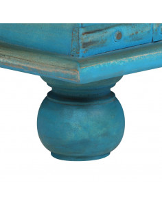 Cassapanca in Legno Massello di Mango Blu 100x40x41 cm