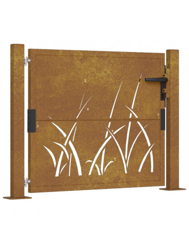 Cancello da Giardino 105x80 cm in Acciaio Corten Design Erba