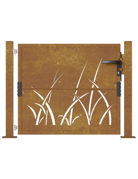 Cancello da Giardino 105x80 cm in Acciaio Corten Design Erba