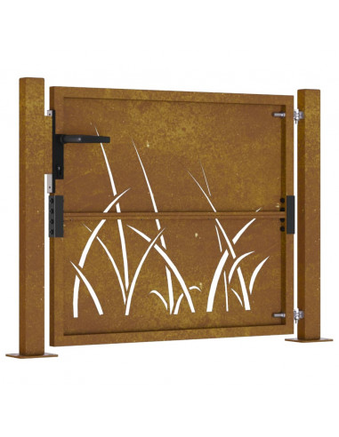 Cancello da Giardino 105x80 cm in Acciaio Corten Design Erba