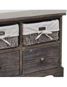 Cassapanca Marrone 62x33x42 cm in Legno di Paulownia