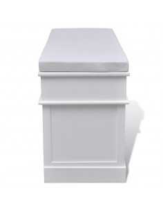 Cassapanca per Ingresso Bianca con Cuscino 2 Cassetti 3 Cestini