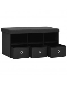 Cassapanca Pieghevole Nera 76x38x38 cm in Simil Lino