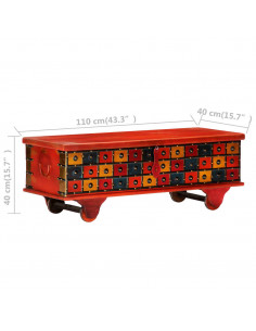 Cassapanca Rossa 110x40x40 cm in Legno Massello di Acacia