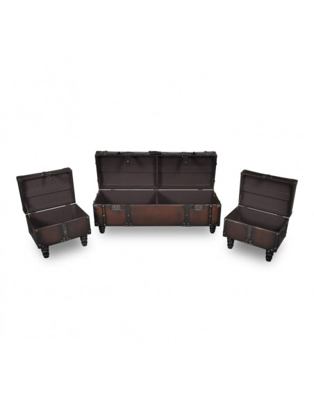 Cassapanca Set 3 pz Marrone