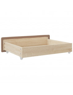Cassetti da Letto 2pz Cappuccino Legno Multistrato e Similpelle