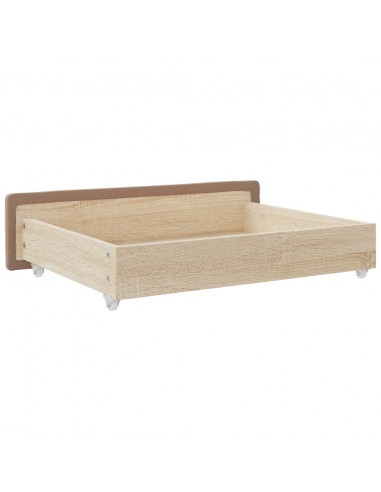 Cassetti da Letto 2pz Cappuccino Legno Multistrato e Similpelle