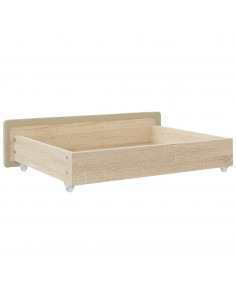 Cassetti da Letto 2pz Crema in Legno Multistrato e Similpelle