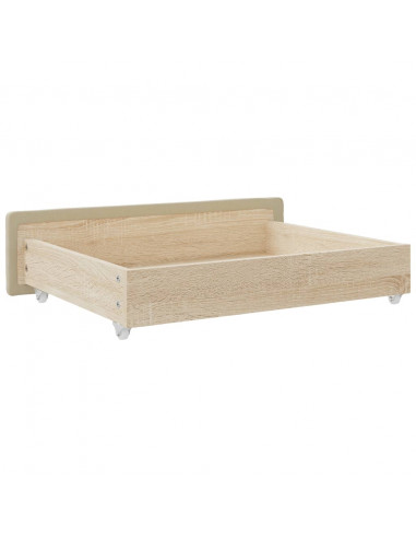 Cassetti da Letto 2pz Crema in Legno Multistrato e Similpelle