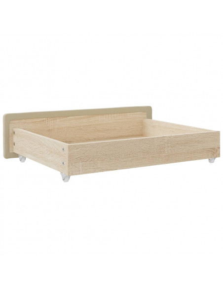 Cassetti da Letto 2pz Crema in Legno Multistrato e Similpelle