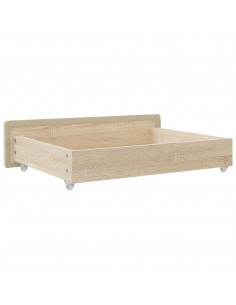 Cassetti da Letto 2pz Crema in Legno Multistrato e Tessuto