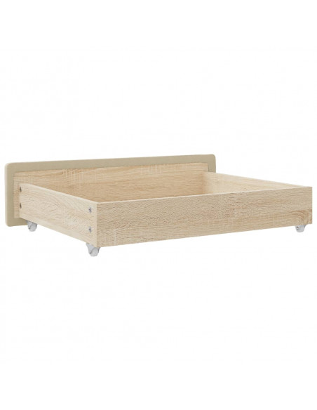 Cassetti da Letto 2pz Crema in Legno Multistrato e Tessuto