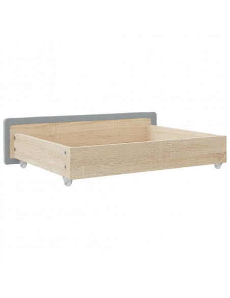 Cassetti da Letto 2pz Grigio Chiaro Legno Multistrato e Tessuto