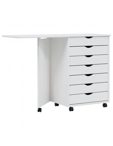 Armadietto Rotante con Scrivania MOSS Bianco Massello di Pino