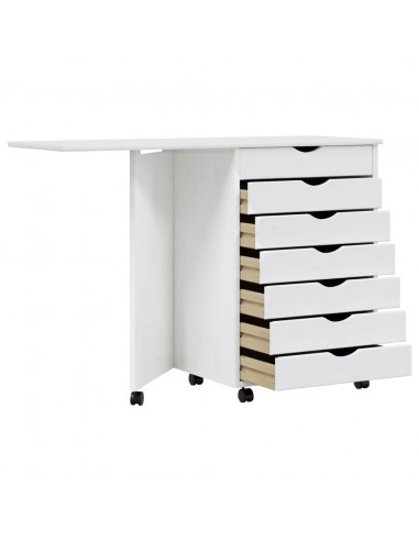 Armadietto Rotante con Scrivania MOSS Bianco Massello di Pino